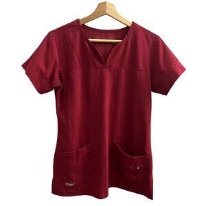 Barco SMALL Grey's Anatomy Signature Red Scrub Top Uniform Short Sleeve